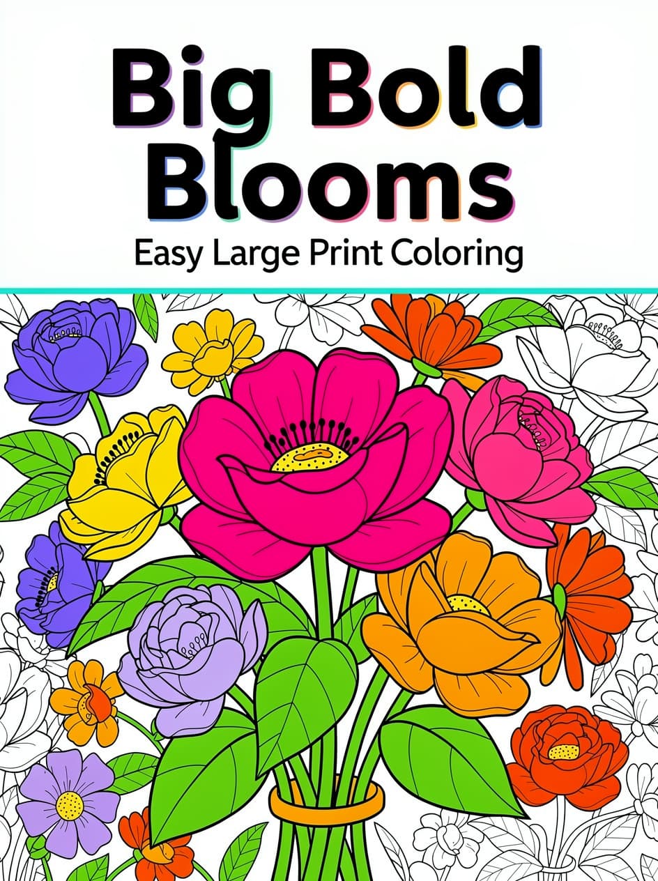 Big Bold Blooms — Easy Large Print Coloring
