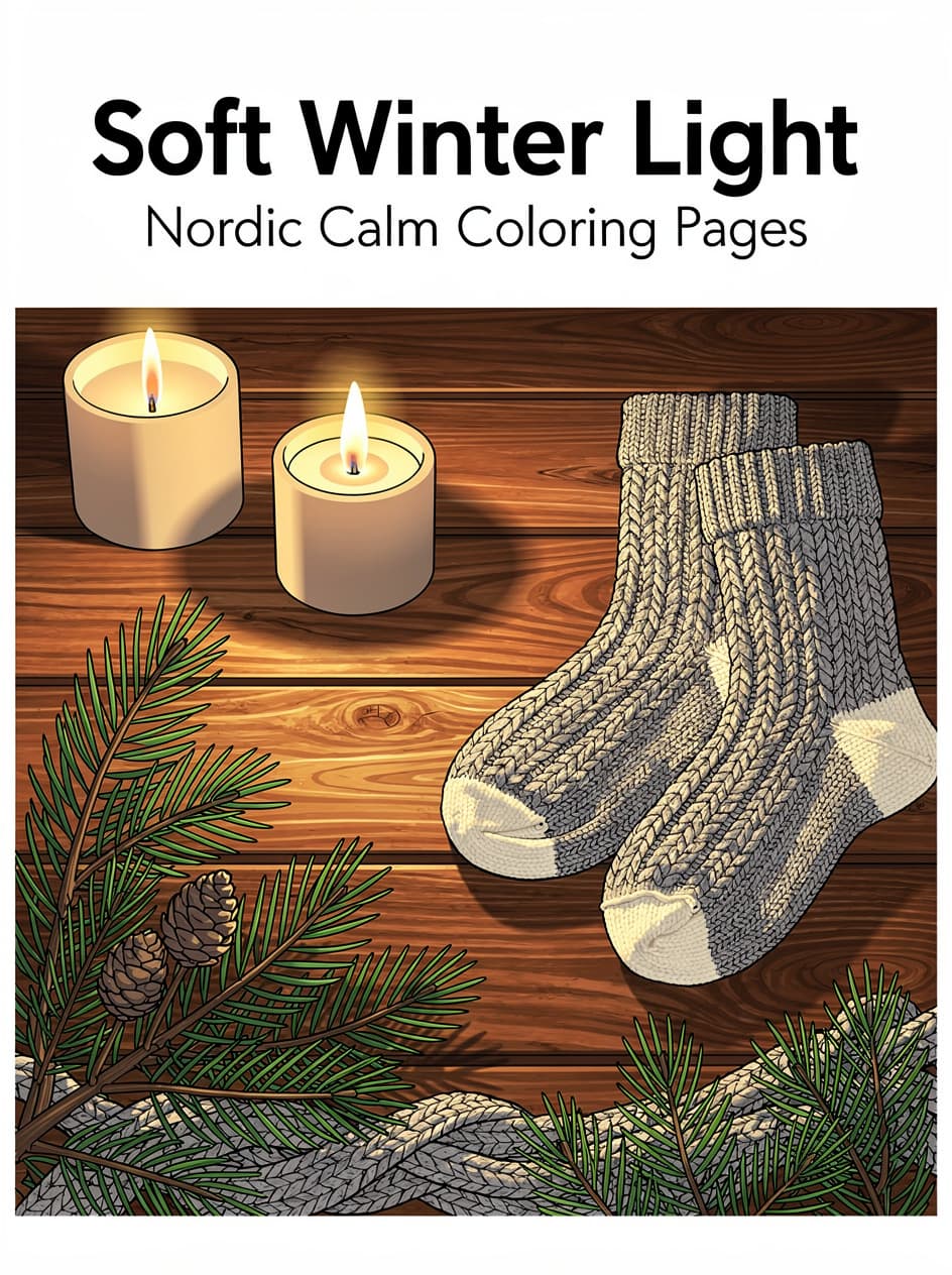 Soft Winter Light — Nordic Calm Coloring Pages