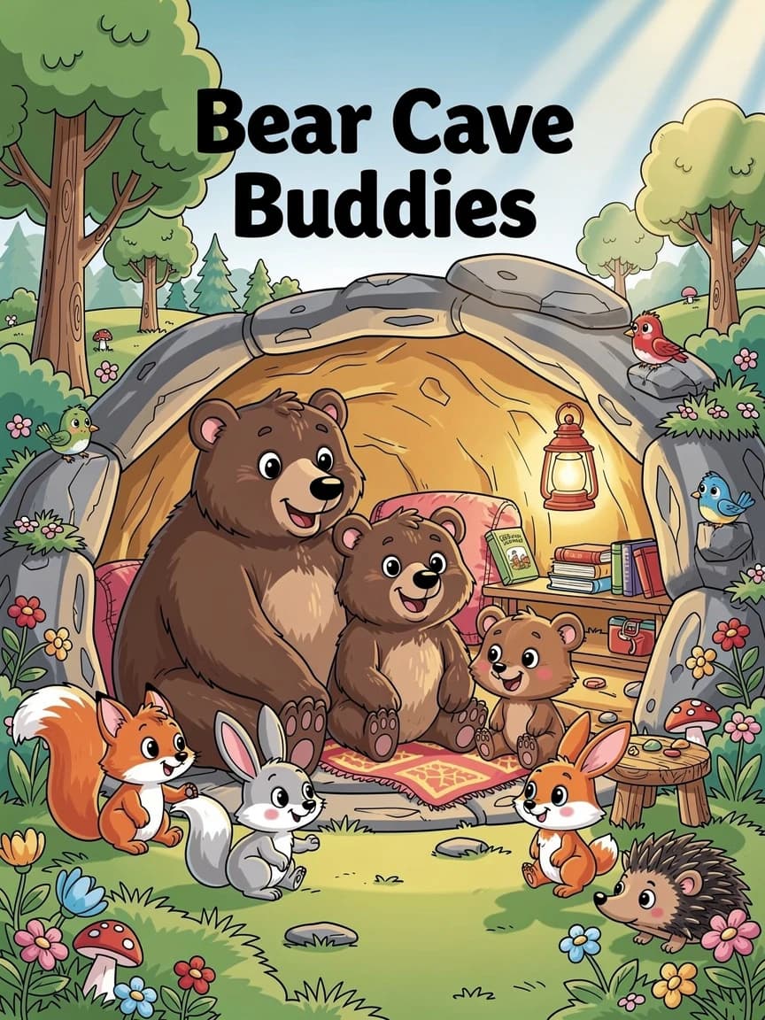 Bear Cave Buddies cover with three bears and their forest friends