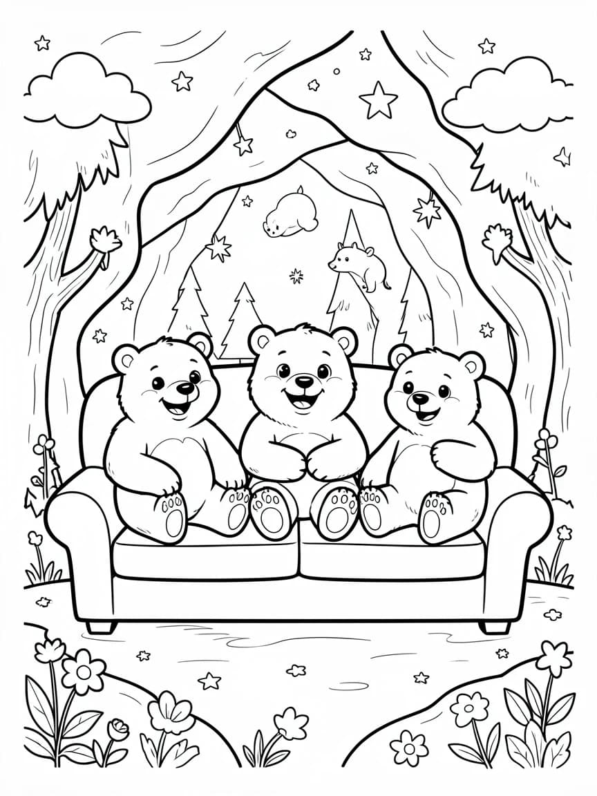 Generated Bear Cave Buddies coloring illustration, page 1